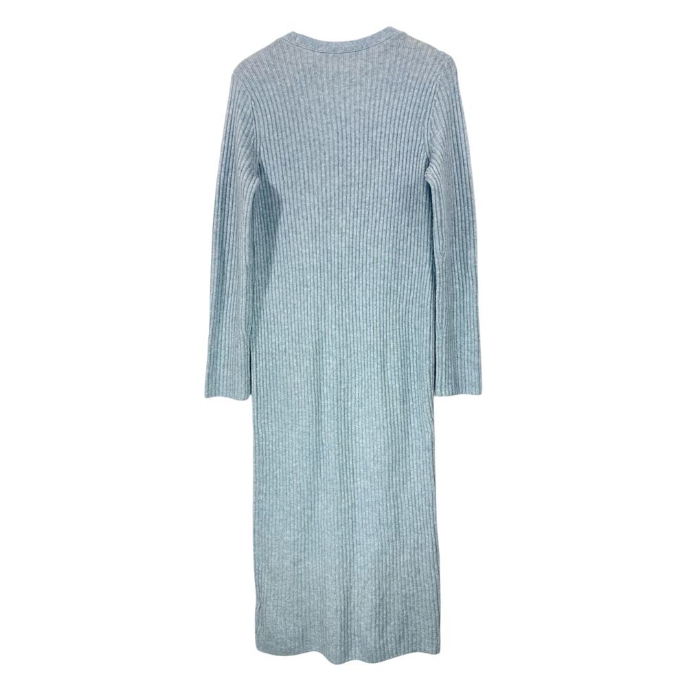 Abercrombie Kathleen Ribbed Cardigan Dress Blue Small Long Sleeve Maxi - Picture 4 of 10
